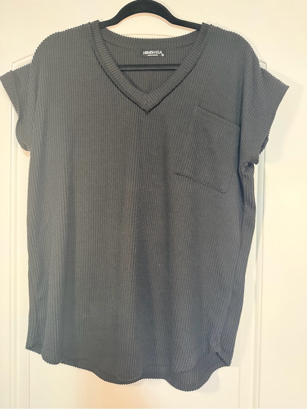 HEIMISH USA BLACK V-Neck Tank Top with Pocket